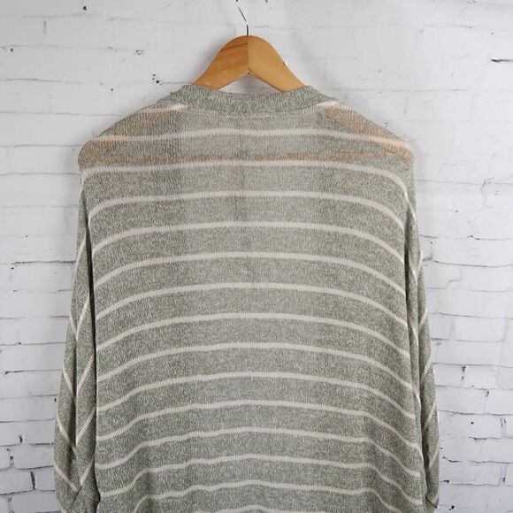 OLIVIA MOON GREEN OLIVE STRIPE BAT SLEEVE OPEN CARDIGAN SWEATER SIZE SMALL NWT - Picture 11 of 12